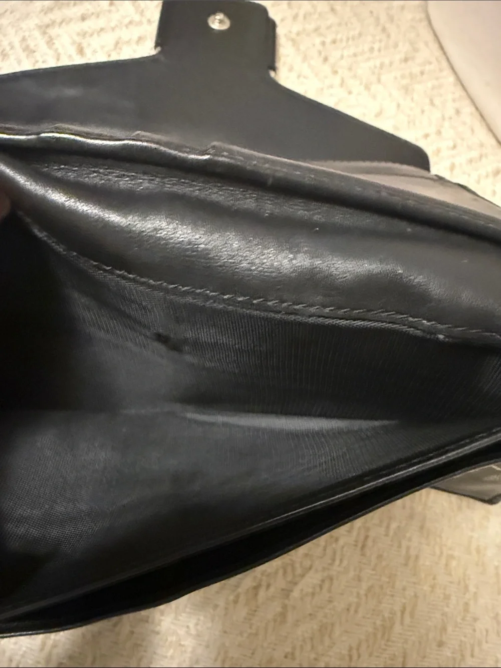Salvatore Ferragamo Black Nylon Leather Tri Fold Wallet Clutch Vintage